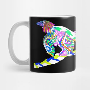 the fossil bird dinosaur ecopop in rainbow mandala pattern Mug